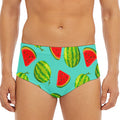 Blue Summer Watermelon Pattern Print Men's Triangle Swim Briefs