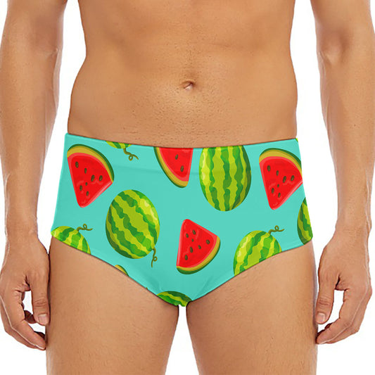 Blue Summer Watermelon Pattern Print Men's Triangle Swim Briefs