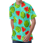 Blue Summer Watermelon Pattern Print Men's Velvet T-Shirt