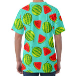 Blue Summer Watermelon Pattern Print Men's Velvet T-Shirt