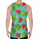 Blue Summer Watermelon Pattern Print Men's Velvet Tank Top