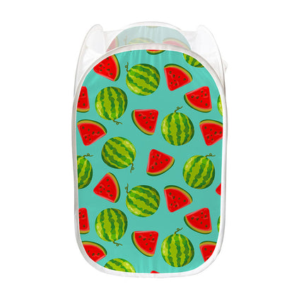 Blue Summer Watermelon Pattern Print Mesh Laundry Hamper