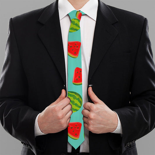Blue Summer Watermelon Pattern Print Necktie