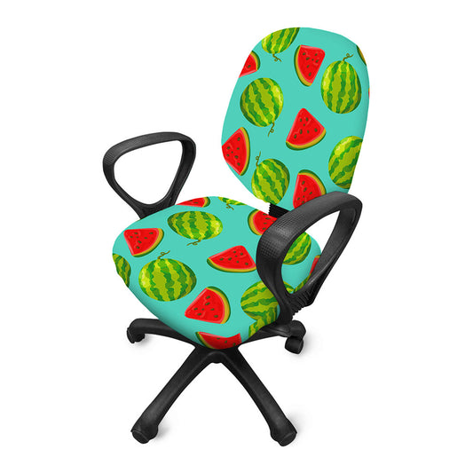 Blue Summer Watermelon Pattern Print Office Chair Cover