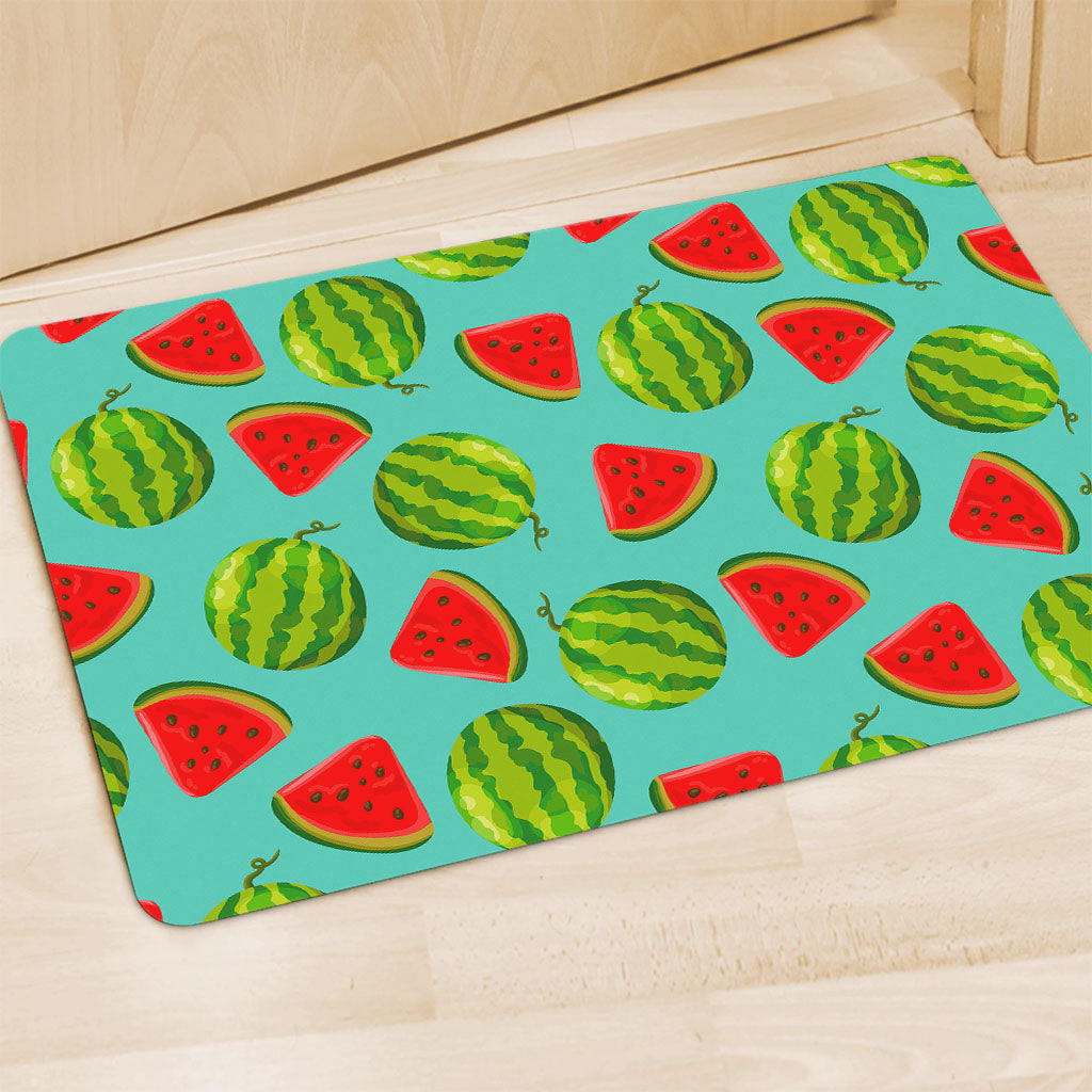 Blue Summer Watermelon Pattern Print Polyester Doormat
