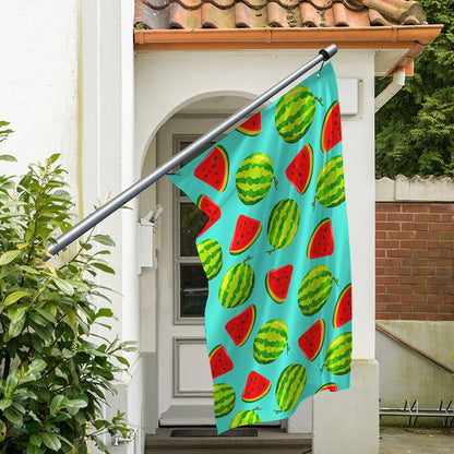 Blue Summer Watermelon Pattern Print Polyester Flag