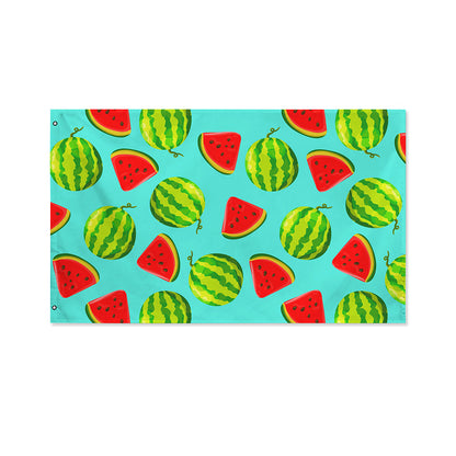 Blue Summer Watermelon Pattern Print Polyester Flag