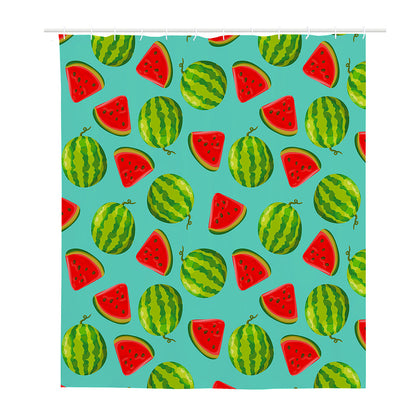 Blue Summer Watermelon Pattern Print Polyester Shower Curtain