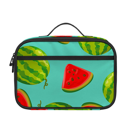Blue Summer Watermelon Pattern Print Portable Lunch Bag