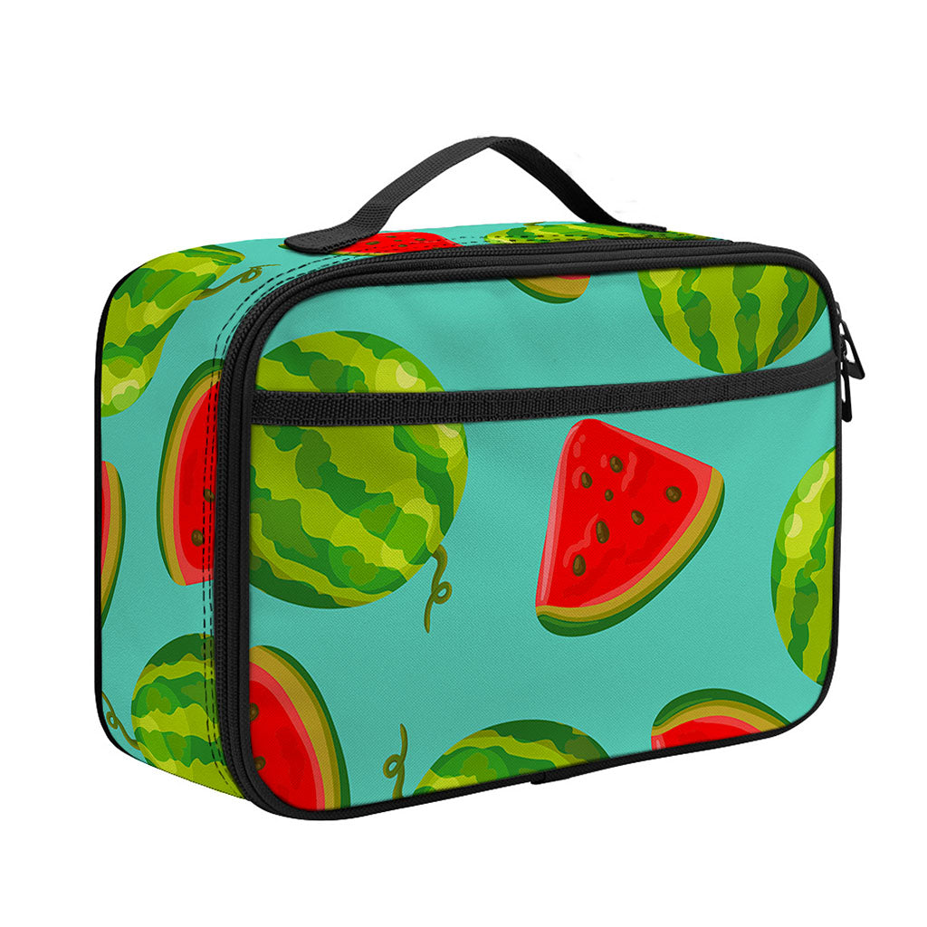 Blue Summer Watermelon Pattern Print Portable Lunch Bag