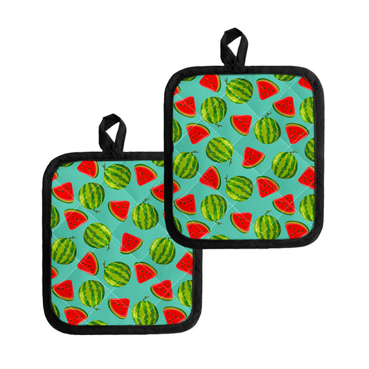 Blue Summer Watermelon Pattern Print Pot Holders