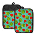 Blue Summer Watermelon Pattern Print Pot Holders With Pocket