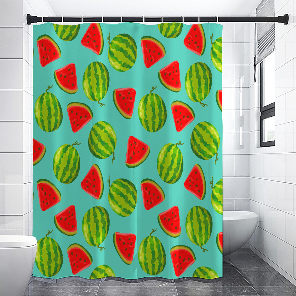 Blue Summer Watermelon Pattern Print Premium Shower Curtain