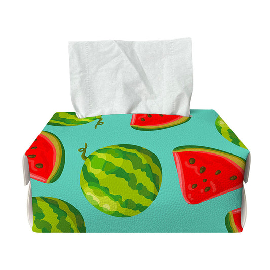 Blue Summer Watermelon Pattern Print Rectangle Tissue Box Cover