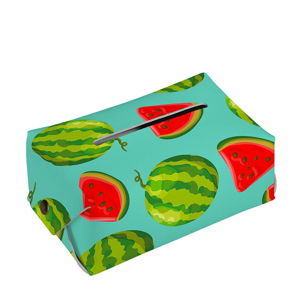 Blue Summer Watermelon Pattern Print Rectangle Tissue Box Cover