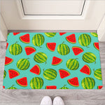 Blue Summer Watermelon Pattern Print Rubber Doormat