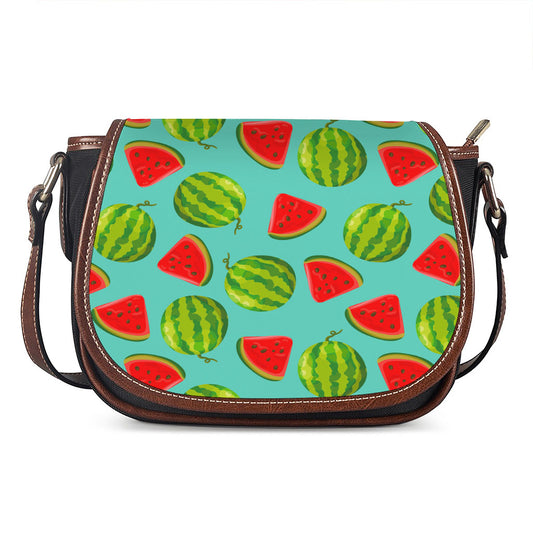 Blue Summer Watermelon Pattern Print Saddle Bag