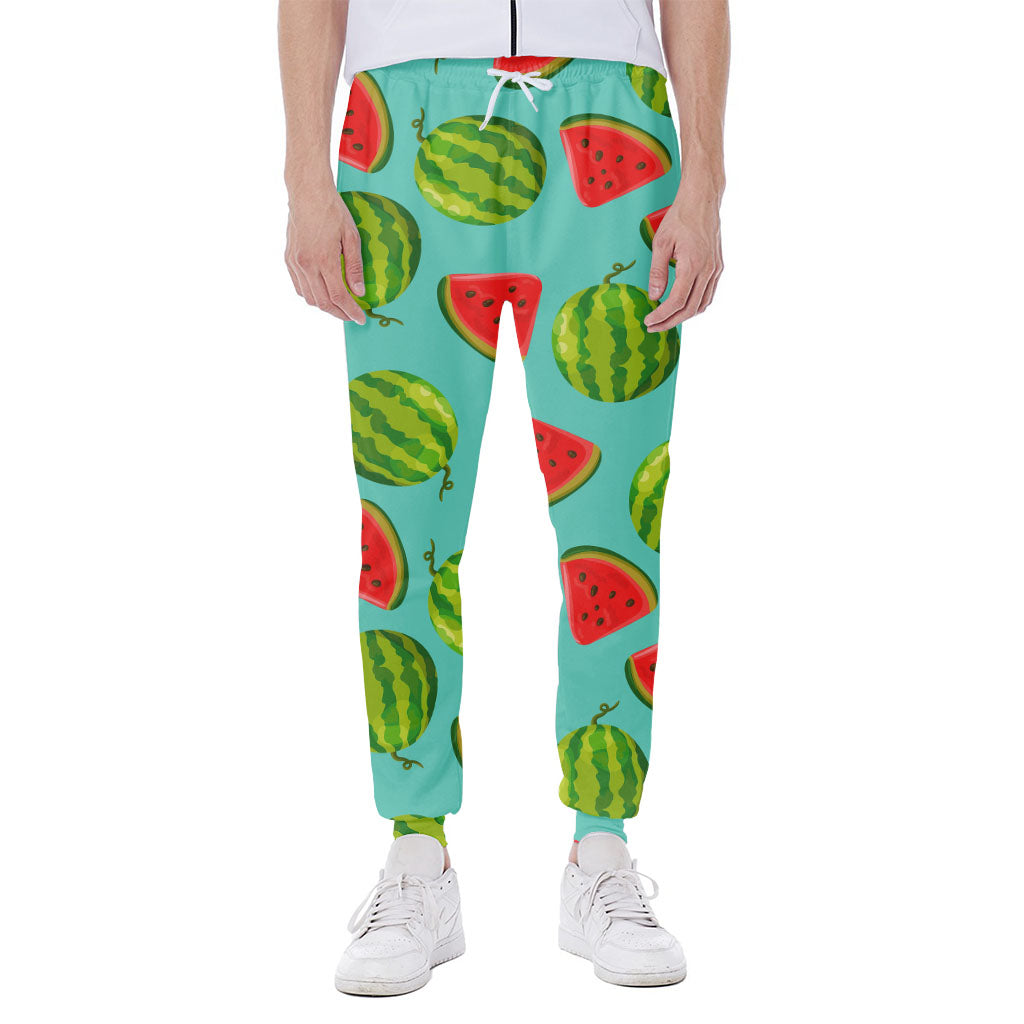 Blue Summer Watermelon Pattern Print Scuba Joggers