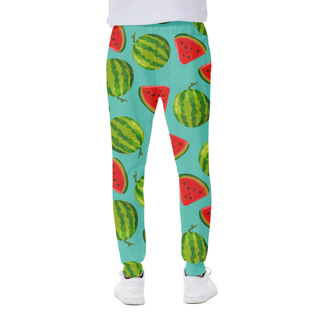 Blue Summer Watermelon Pattern Print Scuba Joggers