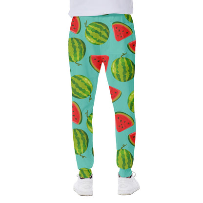 Blue Summer Watermelon Pattern Print Scuba Joggers