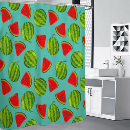 Blue Summer Watermelon Pattern Print Shower Curtain