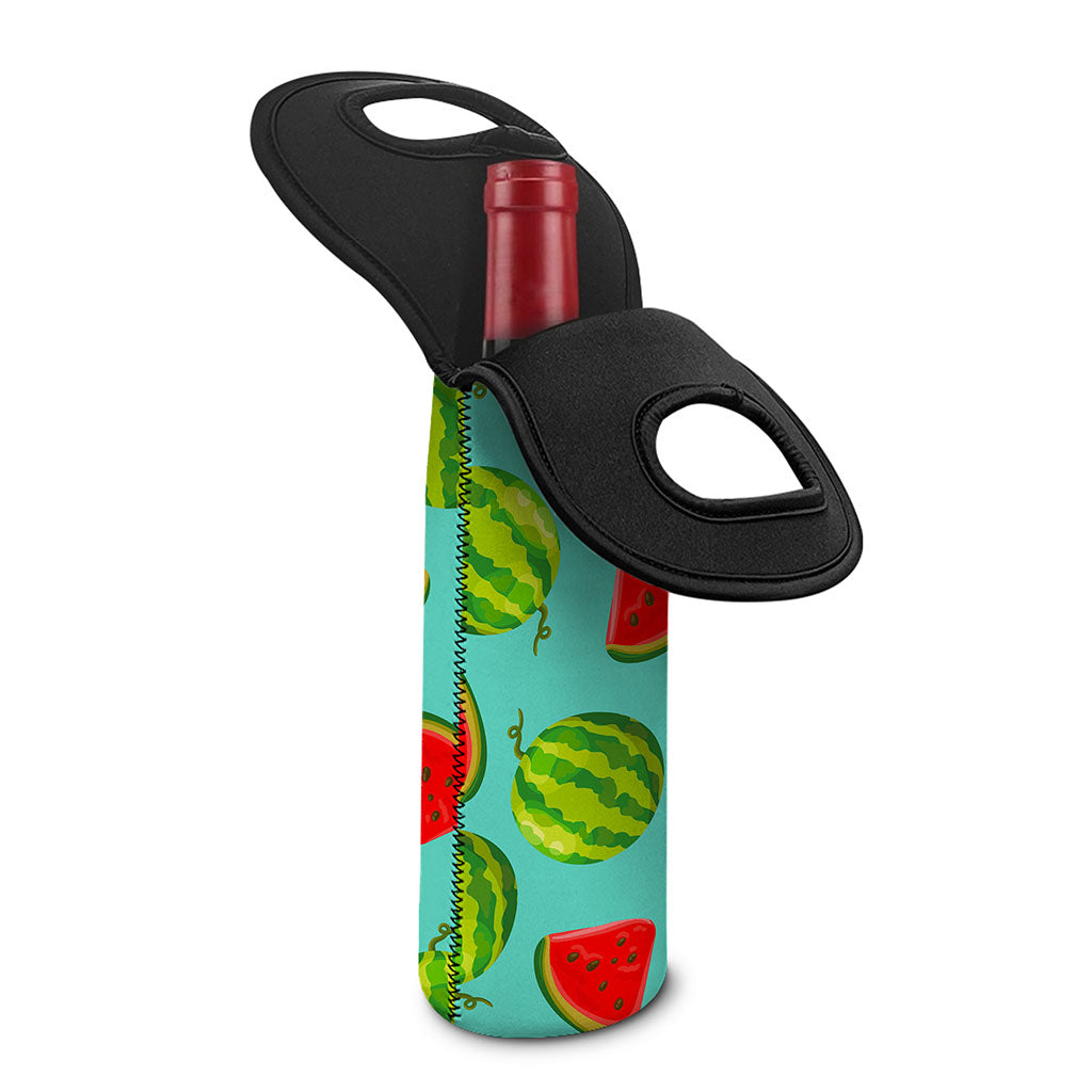Blue Summer Watermelon Pattern Print Single Neoprene Wine Tote