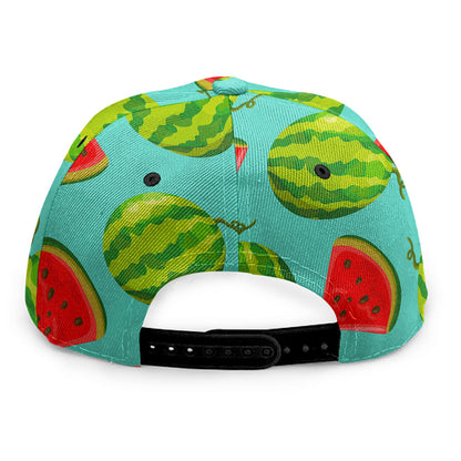 Blue Summer Watermelon Pattern Print Snapback Cap