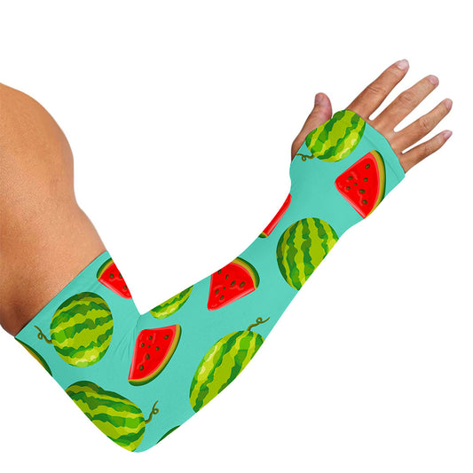 Blue Summer Watermelon Pattern Print Sun Protection Arm Sleeves