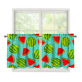 Blue Summer Watermelon Pattern Print Tier Curtains
