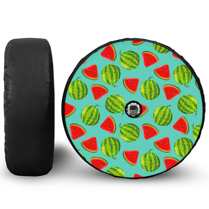 Blue Summer Watermelon Pattern Print Tire Cover With Camera Hole