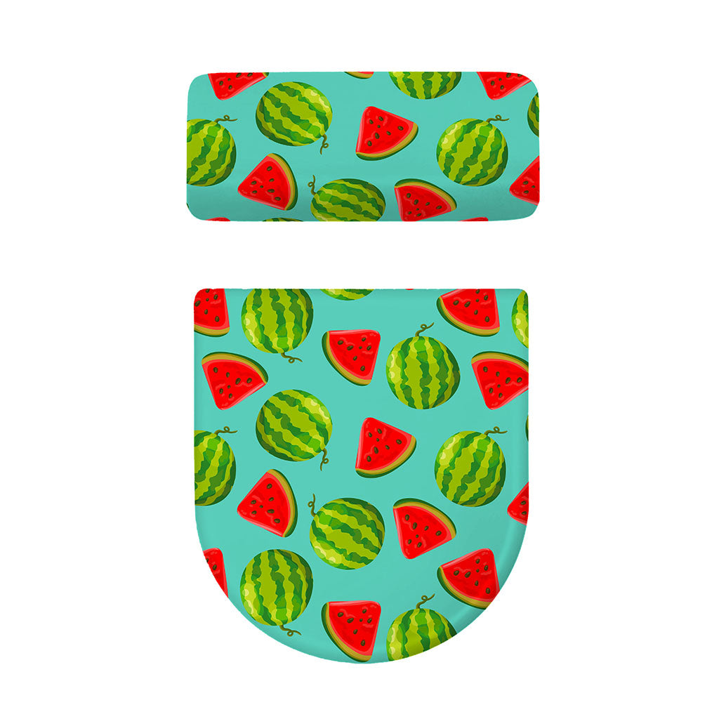 Blue Summer Watermelon Pattern Print Toilet Lid And Tank Cover Set
