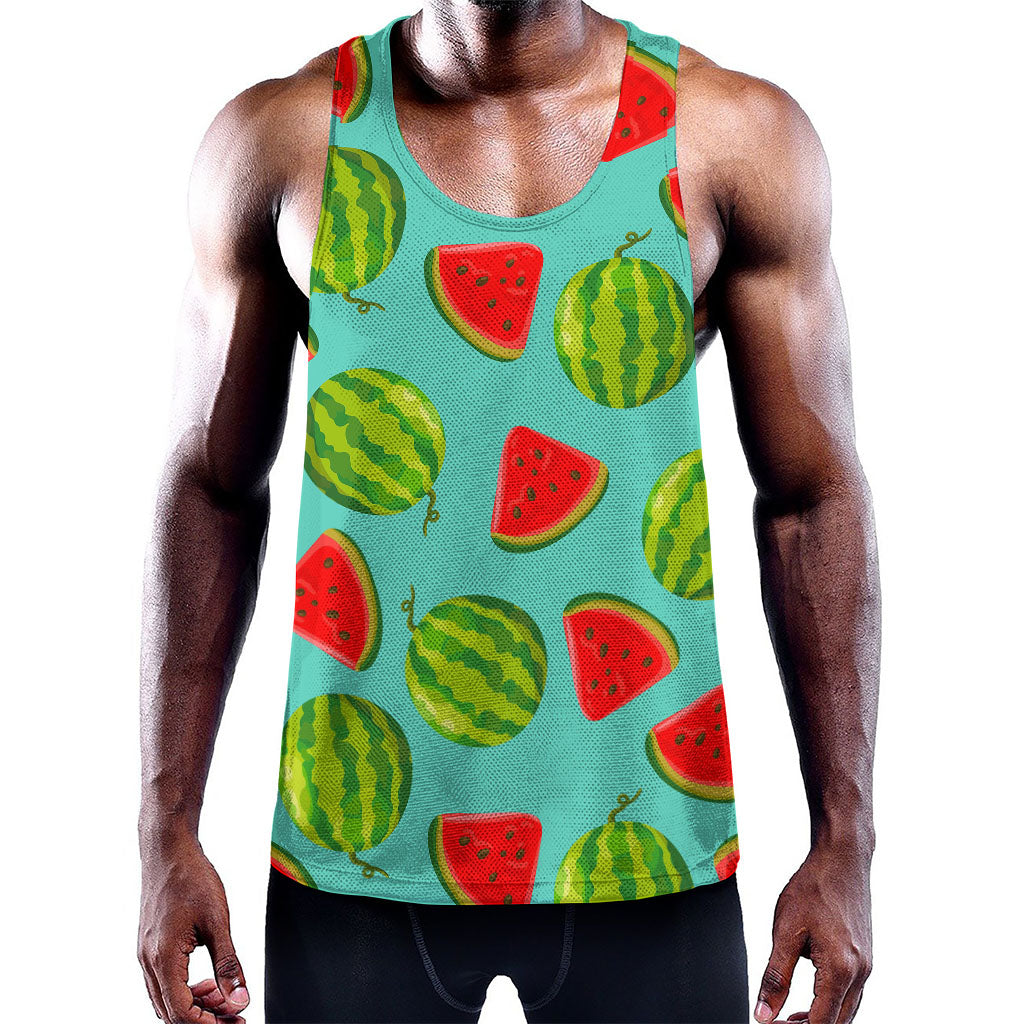 Blue Summer Watermelon Pattern Print Training Tank Top