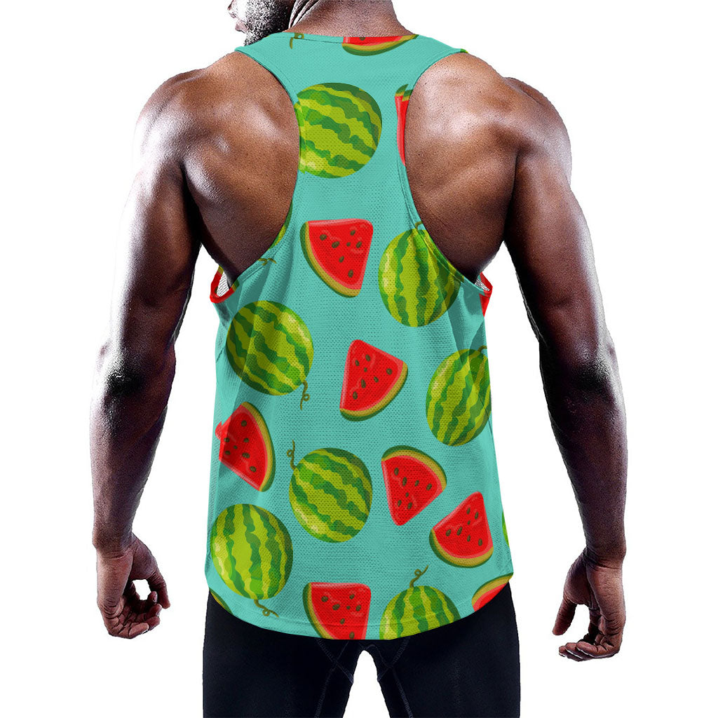 Blue Summer Watermelon Pattern Print Training Tank Top