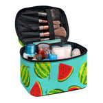 Blue Summer Watermelon Pattern Print Travel Makeup Bag