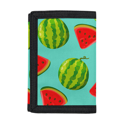Blue Summer Watermelon Pattern Print Trifold Wallet