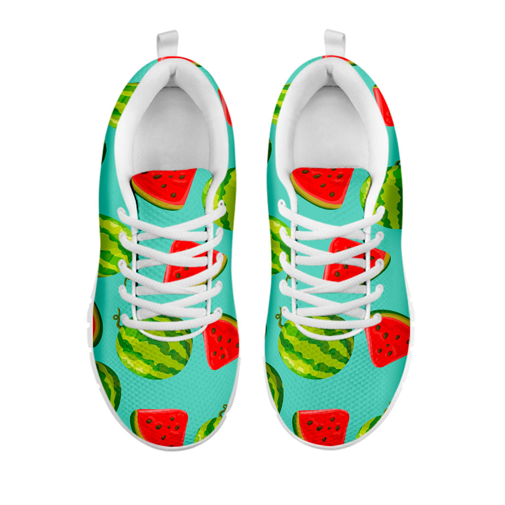 Blue Summer Watermelon Pattern Print White Running Shoes
