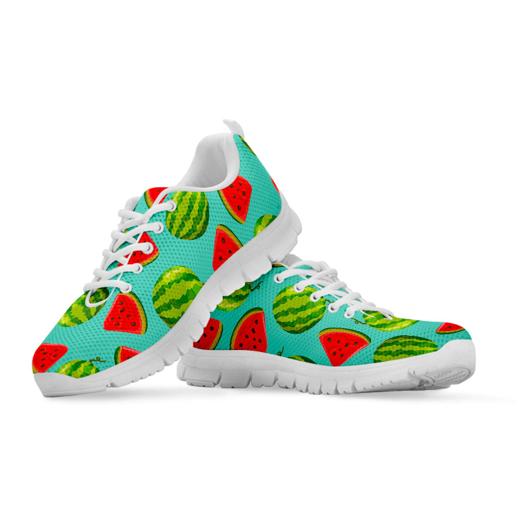 Blue Summer Watermelon Pattern Print White Running Shoes
