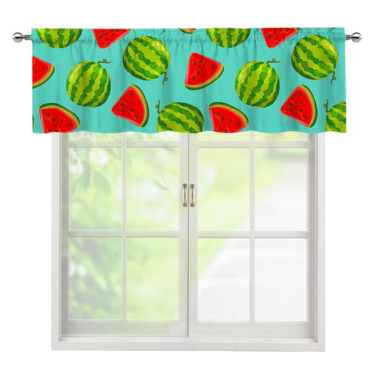 Blue Summer Watermelon Pattern Print Window Valance