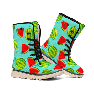 Blue Summer Watermelon Pattern Print Winter Boots