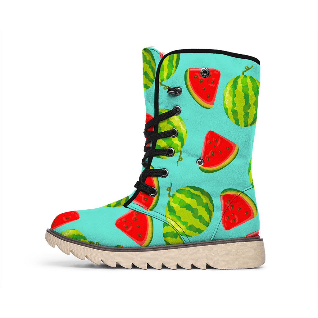 Blue Summer Watermelon Pattern Print Winter Boots