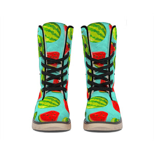 Blue Summer Watermelon Pattern Print Winter Boots