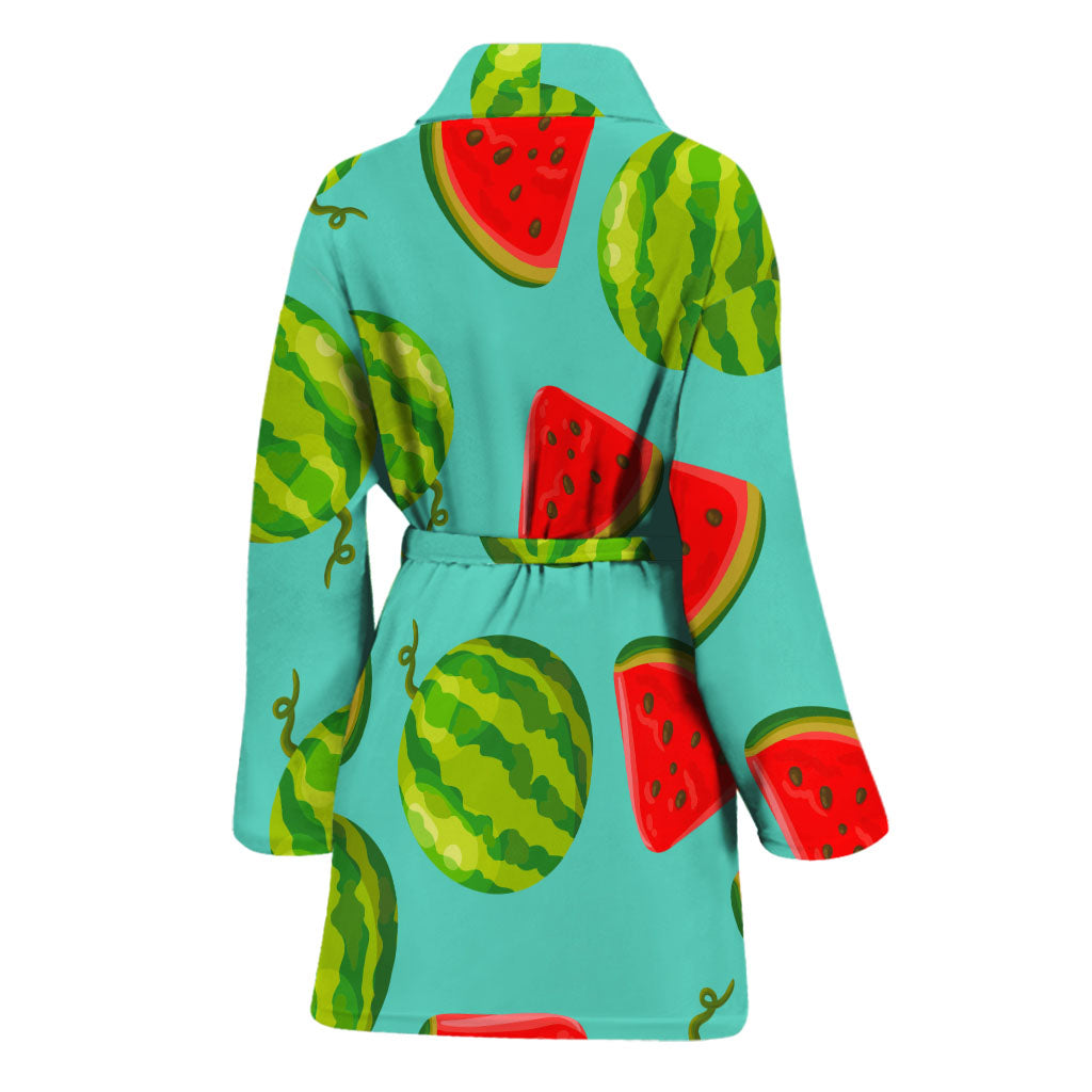 Blue Summer Watermelon Pattern Print Women's Bathrobe