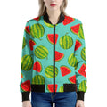 Blue Summer Watermelon Pattern Print Women's Bomber Jacket