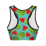 Blue Summer Watermelon Pattern Print Women's Sports Bra