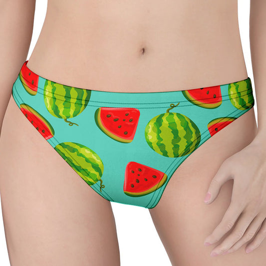 Blue Summer Watermelon Pattern Print Women's Thong