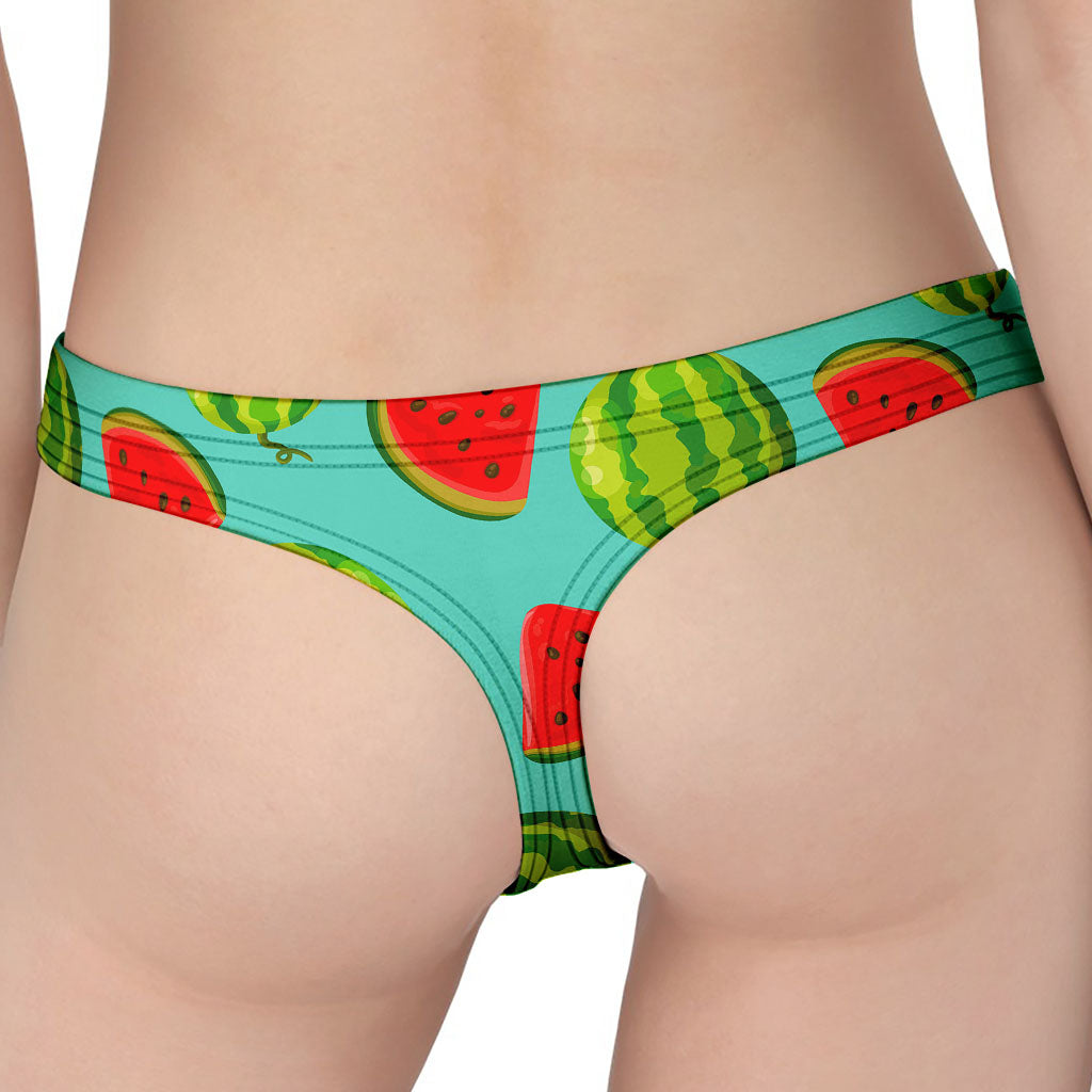 Blue Summer Watermelon Pattern Print Women's Thong