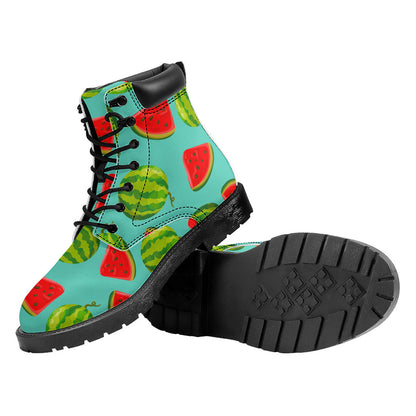 Blue Summer Watermelon Pattern Print Work Boots