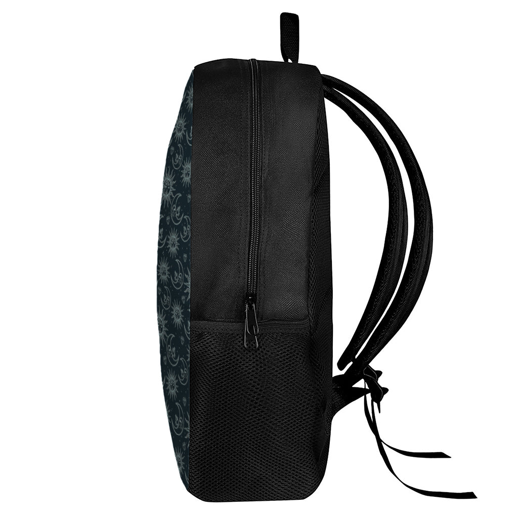 Blue Sun And Moon Pattern Print 17 Inch Backpack