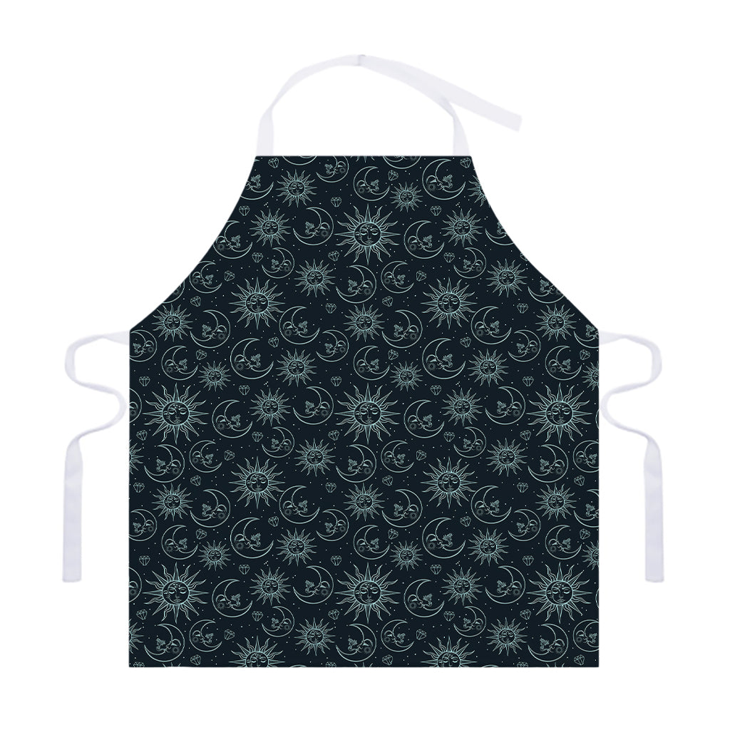 Blue Sun And Moon Pattern Print Adjustable Apron
