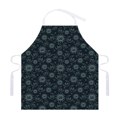 Blue Sun And Moon Pattern Print Adjustable Apron